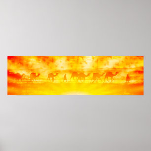 Sunburst Camel Caravan Poster