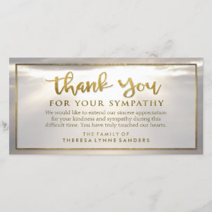 Sunburst Golden Thank You Custom Sympathy Card