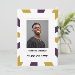 Sunburst Grape White gold Photo Graduation Invitation