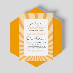 Sunburst Little Ray Of Sunshine Baby Shower Invitation