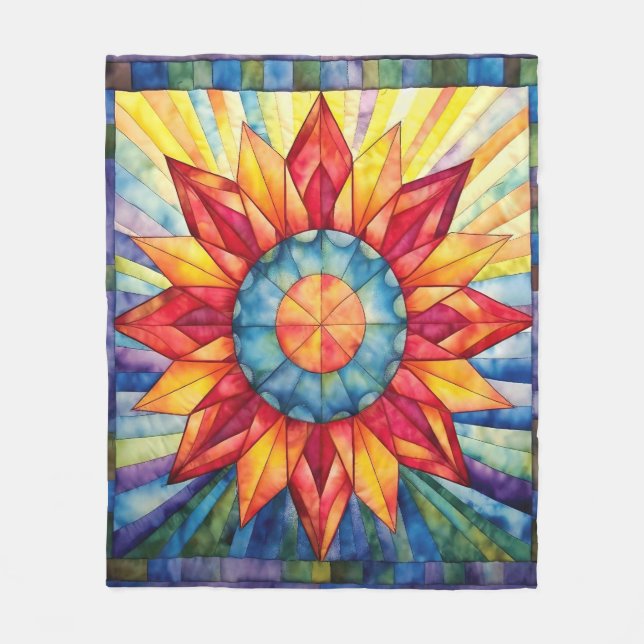 Sunburst Medallion Quilt Fleece Blanket (Front)