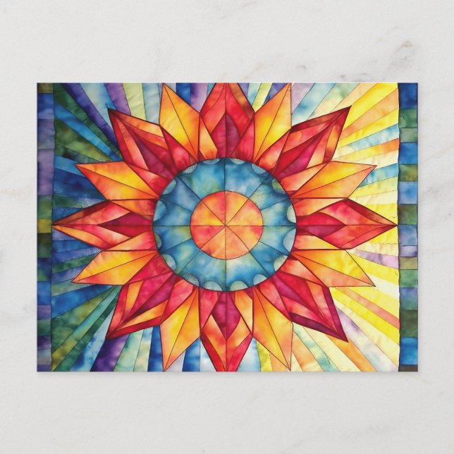 Sunburst Medallion Quilt Postcard (Front)