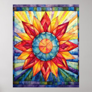 Sunburst Medallion Quilt Poster