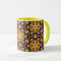 Sunburst Mosaic Floral Mug with Black Interior