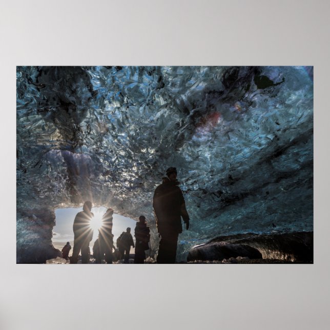 Sunburst On People In Ice Cave Poster (Front)