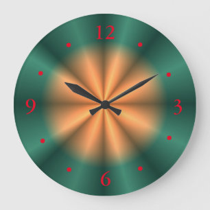 Sunburst Orange Yellow Green Design> Wall Clock