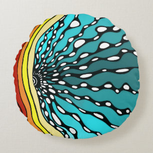 Sunburst pillow rainbow home decor art retro