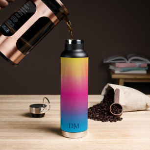 Sunburst Rainbow Colors Monogram Water Bottle