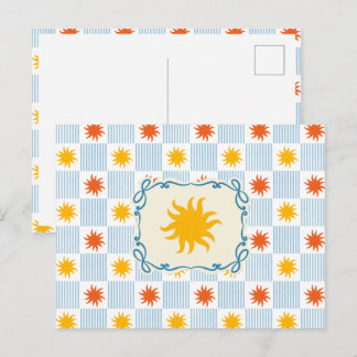 Sunburst Striped Chequerboard Postcard