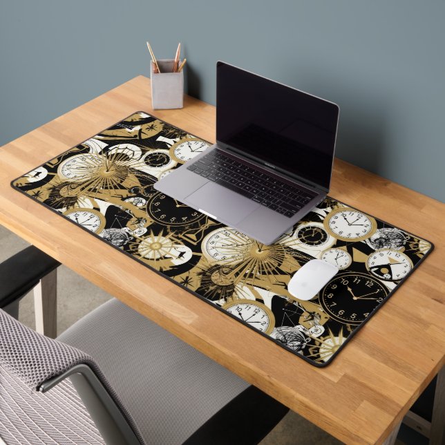 Sunburst Time - Mid-Century Clock Desk Mat (Office 2)