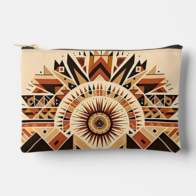 Sunburst Tribal Geometric  Accessory Pouch (Front)