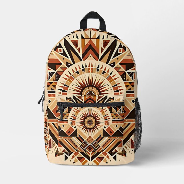 Sunburst Tribal Geometric Backpack (Front)