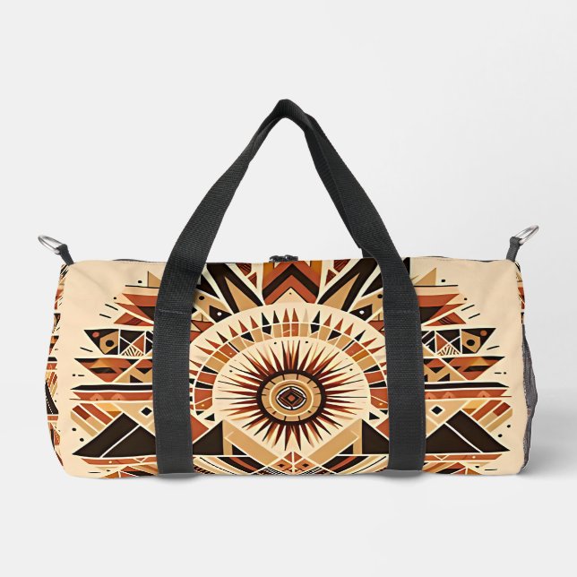 Sunburst Tribal Geometric  Duffle Bag (Front)