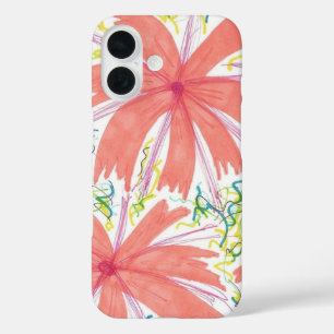 Sunburst Tropical Flower Pattern iPhone 16 Case