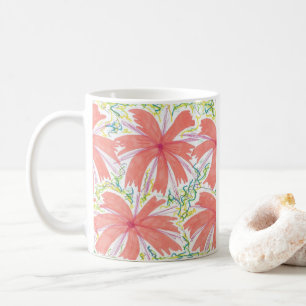 Sunburst Tropical Flower Pattern Coffee Mug