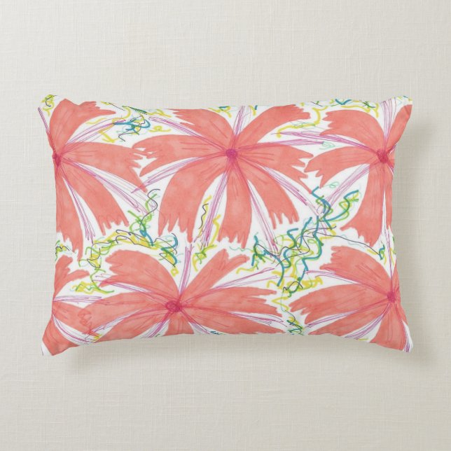 Sunburst Tropical Flower Pattern Decorative Cushion (Front)