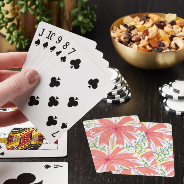 Sunburst Tropical Flower Pattern Playing Cards (In Situ)