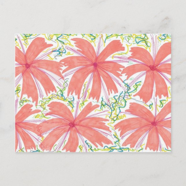 Sunburst Tropical Flower Pattern Postcard (Front)