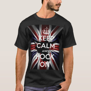 Sunburst UK Flag Keep Calm and Rock on T-Shirt