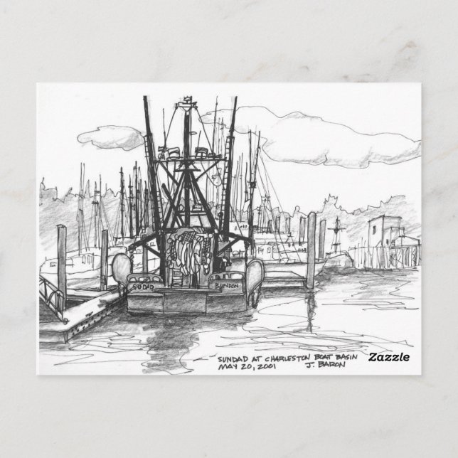 Sundad at boat basin, Charleston, Oregon Postcard (Back)