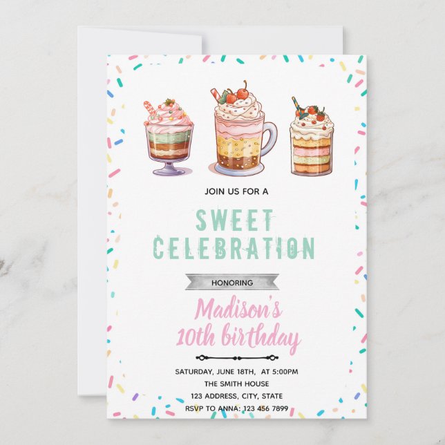 Sundae birthday party invitation (Front)