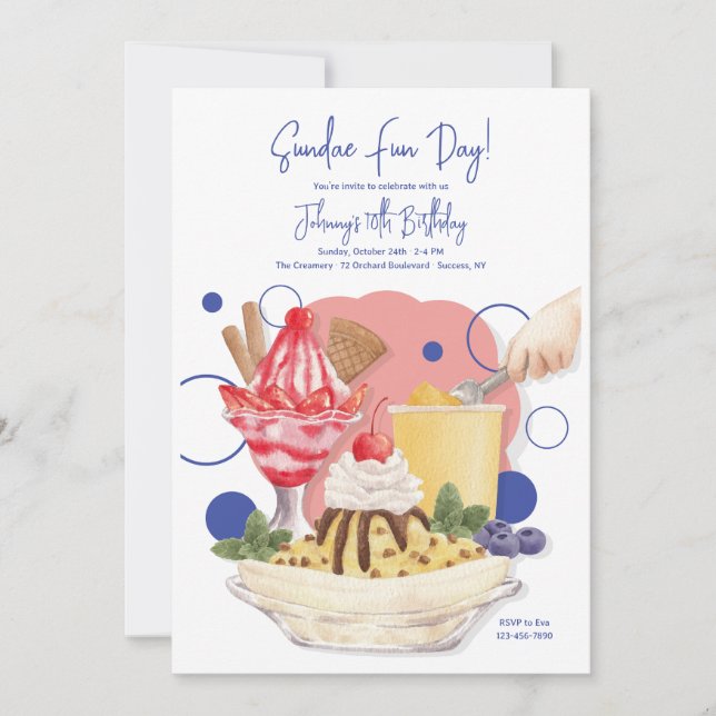 Sundae Birthday Party Invitations (Front)