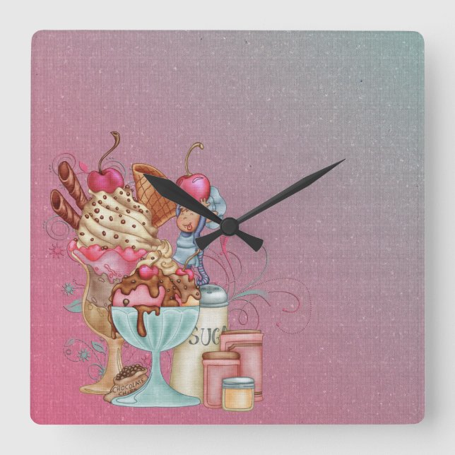 Sundae Chef Square Wall Clock (Front)