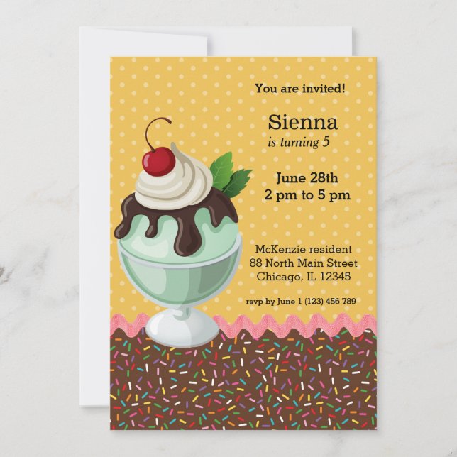 Sundae * choose background colour invitation (Front)