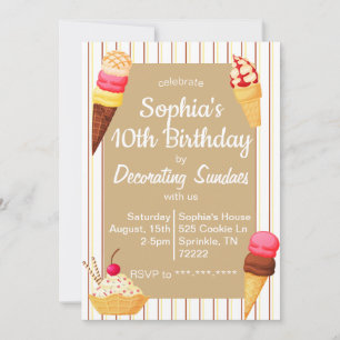 Sundae Decorating Birthday Invitation
