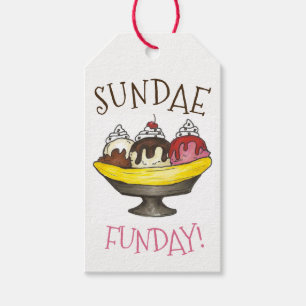 SUNDAE FUNDAY Banana Split Ice Cream Social Gift Tags