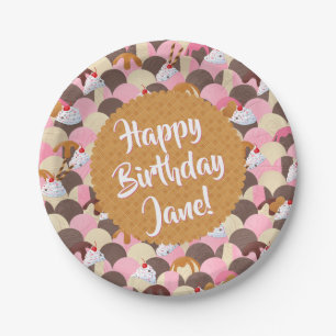 Sundae Ice Cream Birthday Paper Plate