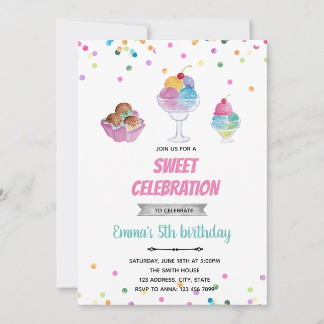 Sundae icecream summer invitation (Front)