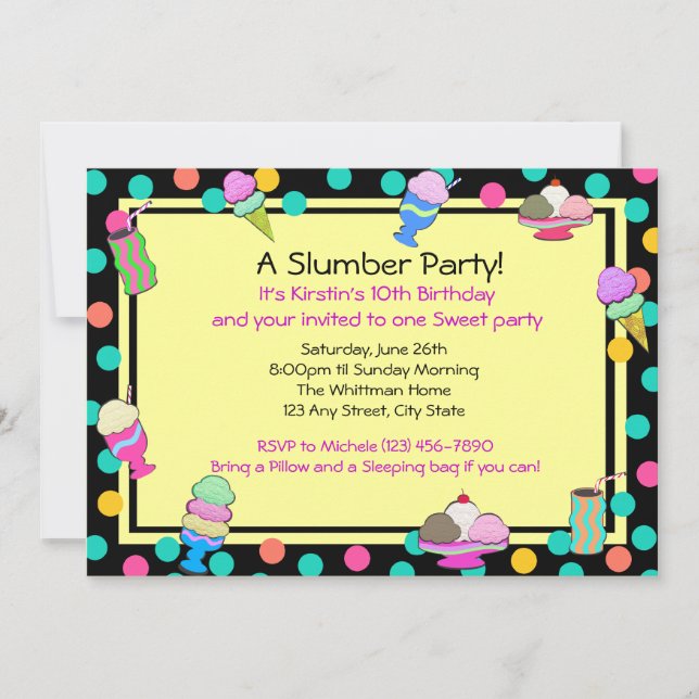 Sundae Party Birthday Invitation (Front)