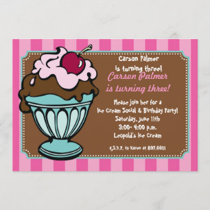 Sundae Shoppe Stripes Invitation
