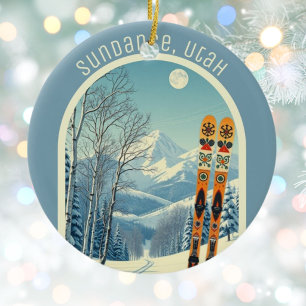 Sundance Mountain Utah ski souvenir Ceramic Tree Decoration