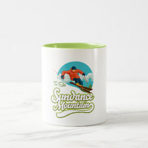 Sundance Mountains ski logo Two-Tone Coffee Mug