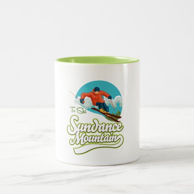 Sundance Mountains ski logo Two-Tone Coffee Mug (Center)