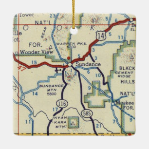 Sundance WY Vintage Map Ceramic Ornament