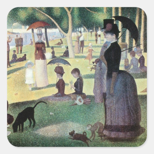 Sunday Afternoon, Island La Grande Jatte by Seurat Square Sticker (Front)