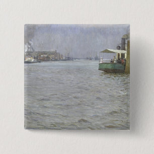 Sunday Atmosphere on the Elbe 15 Cm Square Badge