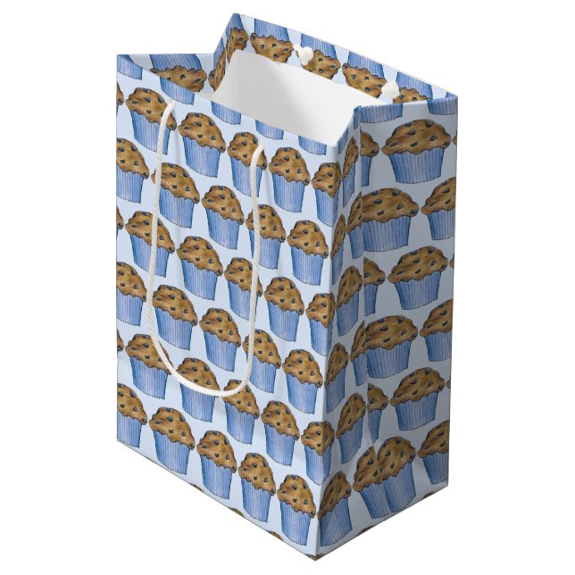 Sunday Breakfast Brunch Party Blueberry Muffin Medium Gift Bag (Front Angled)