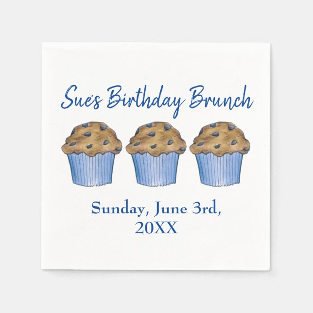 Sunday Breakfast Brunch Party Blueberry Muffin Napkin (Front)