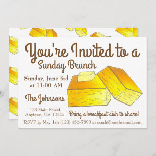 Sunday Breakfast Brunch Spoonbread Corn Bread Invitation