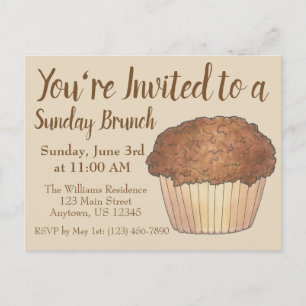 Sunday Breakfast Brunch Streusel Crumb Muffin Invitation Postcard
