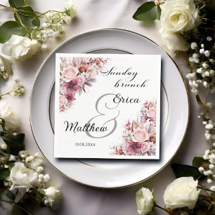 Sunday Brunch Dusty Pink Boho Floral Wedding Napkin