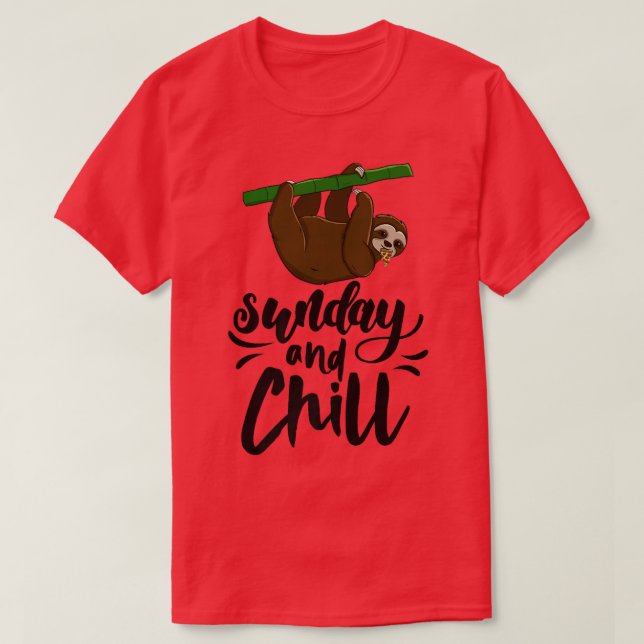 Sunday & Chill Funny Sleepy Head Lazy Sloth Love W T-Shirt (Design Front)