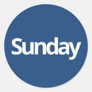 Sunday day planning supplies simple navy white classic round sticker