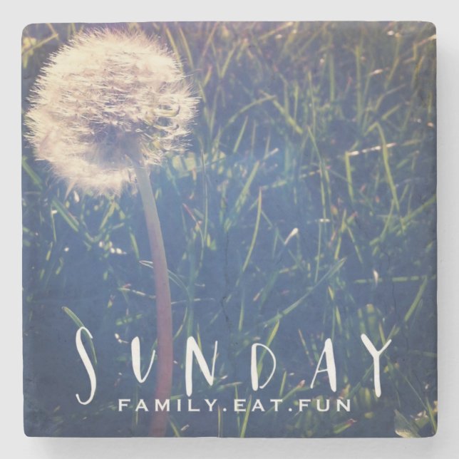 Sunday Family Eat Fun Stone Coaster (Front)