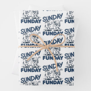 Sunday Funday Golf Funny Golfing Golfers Retro Wrapping Paper Sheet