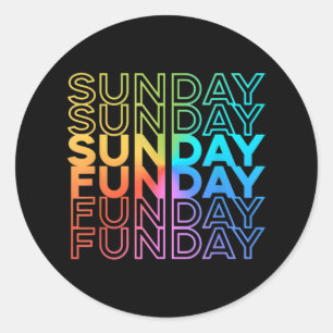 Sunday Funday Rainbow Fade Colour Party Classic Round Sticker